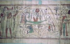 Egyptian papyrus showing an allegory of the cosmos