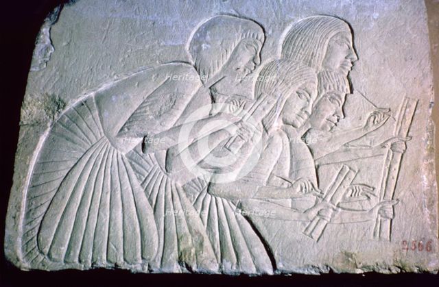 Egyptian relief of scribes. Artist: Unknown