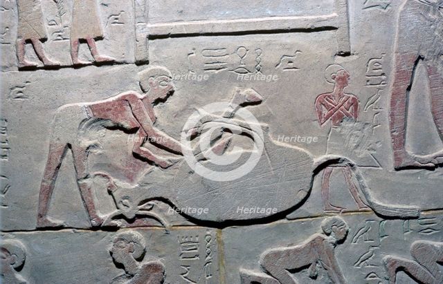 Egyptian relief of the cutting up of a carcass. Artist: Unknown