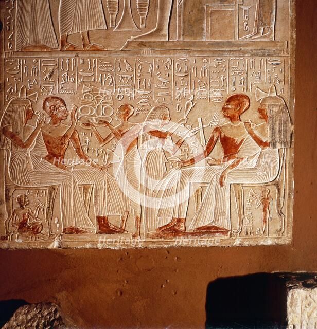 Egyptian relief, A Funerary banquet. Artist: Unknown.