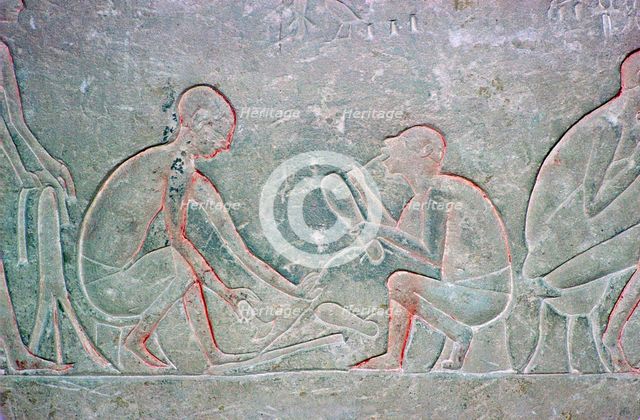 Egyptian relief showing shoemakers, 14th century BC Artist: Unknown