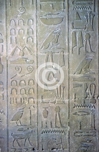 Egyptian relief showing the annals of Tuthmosis III. Artist: Unknown