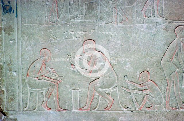 Egyptian relief showing vase painters, 14th century BC Artist: Unknown