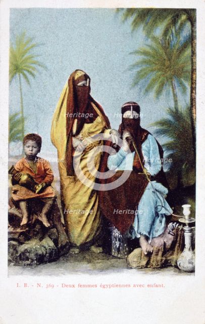 'Egyptian Women and Child', vintage French postcard, c1900. Artist: Unknown