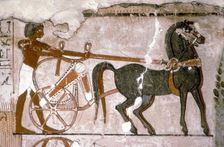 Egyptian Wallpainting from the Tomb of Nebanmun at Thebes, c1400 BC. Chariot and Attendant