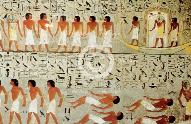 Egyptian Tomb, Procession of the Crown, Thebes, Egypt Artist: Unknown