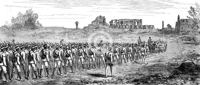 Egyptian troops at Karnak, Egypt 1889. Artist: Unknown