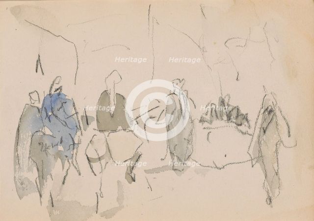 Egyptians on donkeys, 1919. Creator: Marius Bauer.