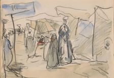 Egyptians walking on a road, 1919. Creator: Marius Bauer
