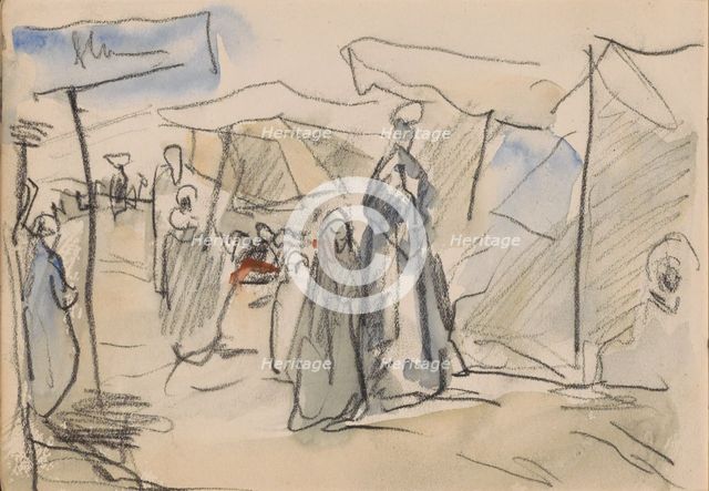 Egyptians walking on a road, 1919. Creator: Marius Bauer.
