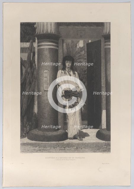 Egyptien à l'entrée de sa demeure (Egyptian at the entrance to his dwelling), from "L'Art"..., 1884. Creator: Edmond Ramus.
