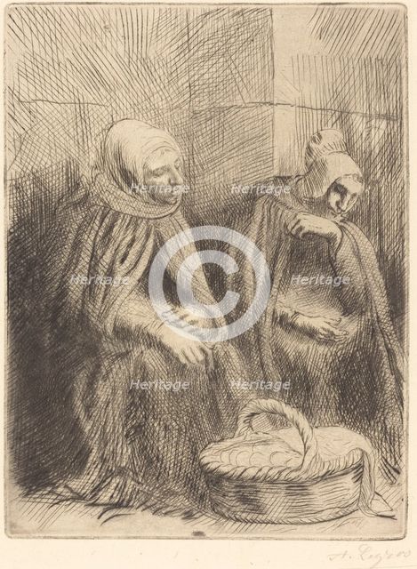 Egg-sellers, 1st plate (Les marchandes d'oeufs). Creator: Alphonse Legros.