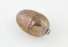 Egg-Shaped Vinaigrette, Birmingham, c. 1858/59. Creator: Marked A&S