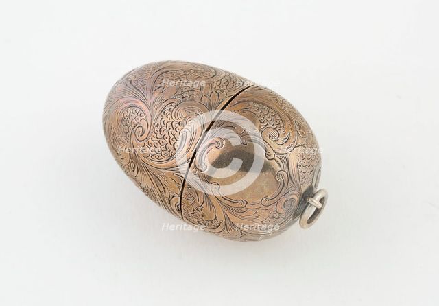 Egg-Shaped Vinaigrette, Birmingham, c. 1858/59. Creator: Marked A&S.