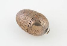 Egg-Shaped Vinaigrette, Birmingham, c. 1858/59. Creator: Marked A&S