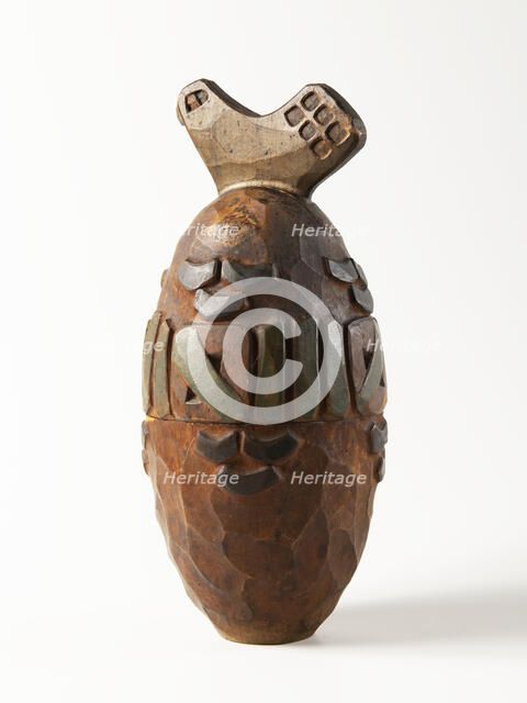 Egg-shaped box. Designed by Alexei Zinovyev, End 1890s. Creator: Workshop of Princess Maria Tenisheva in Talashkino.