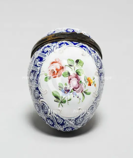 Egg-Shaped Box, England, c. 1755. Creator: Staffordshire Potteries.