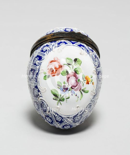 Egg-Shaped Box, England, c. 1755. Creator: Staffordshire Potteries.