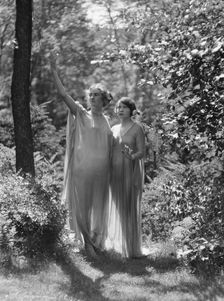 Egger, Gabrielle, Miss, and unidentified woman, standing outdoors, between 1926 and 1930. Creator: Arnold Genthe