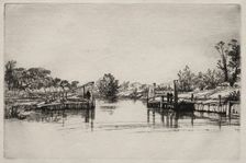 Egham Lock. Creator: Francis Seymour Haden (British, 1818-1910)