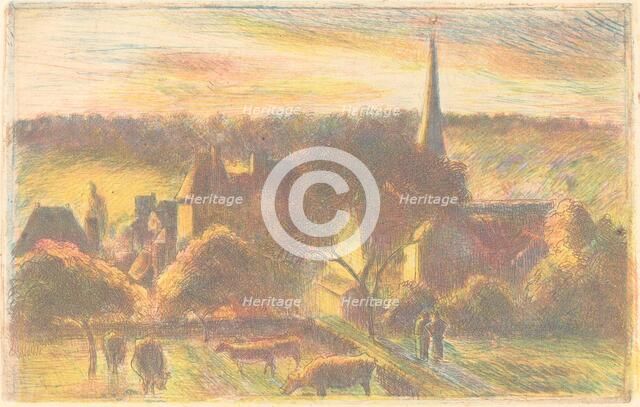 Eglise et ferme d'Éragny (A Church and Farm at Éragny), 1890. Creator: Camille Pissarro.
