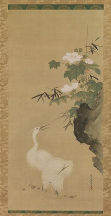 Egrets and Cotton Roses, mid- to late 17th century. Creator: Tosa Mitsuoki