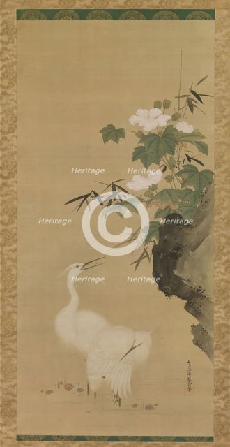 Egrets and Cotton Roses, mid- to late 17th century. Creator: Tosa Mitsuoki.