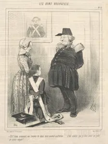 Eh! Bien comment me trouves-tu dans mon nouvel uniforme..., 19th century. Creator: Honore Daumier