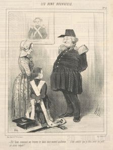 Eh! Bien comment me trouves-tu dans mon nouvel uniforme..., 19th century. Creator: Honore Daumier