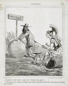Eh bien! Et des balles nous n'en faisons donc plus? Si fait! mais en coton, je trouve que..., 1865. Creator: Cham