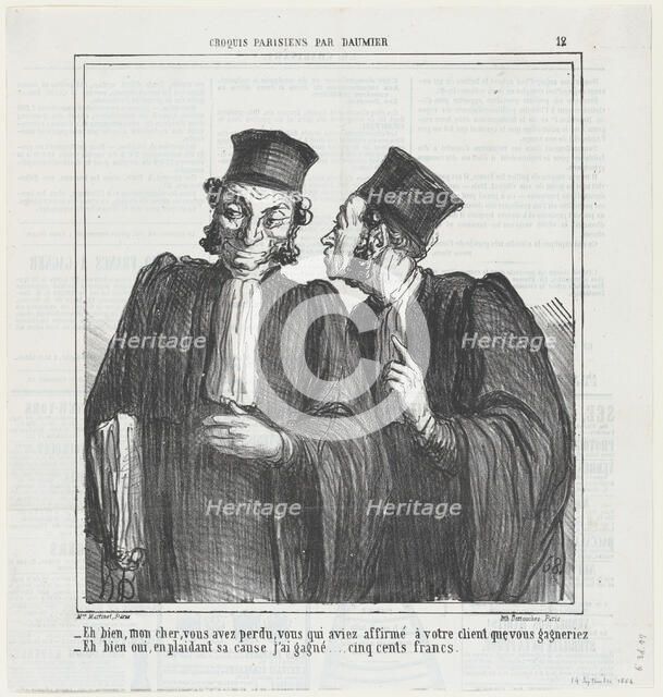 Eh bien, mon cher, vous avez perdu..., 1864. Creator: Honore Daumier.
