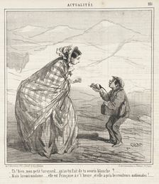 Eh! bien, mon petit Savoyard, qu'as tu fait de ta sourie blanche?...-Mais la voici Madame..., 1860. Creator: Cham