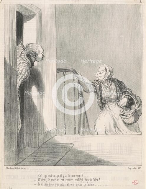 Eh! Qu'est-ce qu'il y a de nouveau? ..., 19th century. Creator: Honore Daumier.
