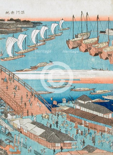 Eitai Bridge and the Reclaimed Land at Fukagawa (image 2 of 3), c1832-34. Creator: Ando Hiroshige.