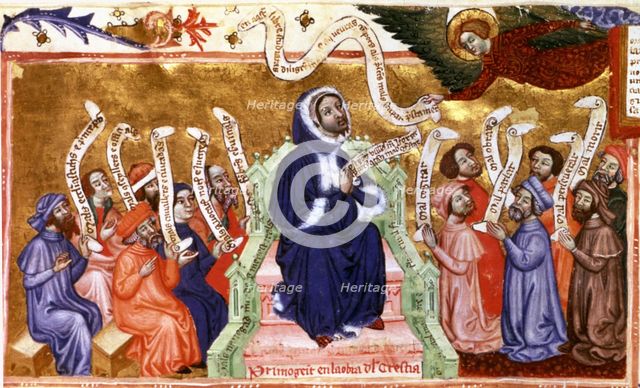 Eiximenis, Fra Francesc. (1340 - 1409), detail of Miniature 'Lo Cristia', which represents the au…