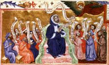 Eiximenis, Fra Francesc. (1340 - 1409), detail of Miniature Lo Cristia which represents the au…