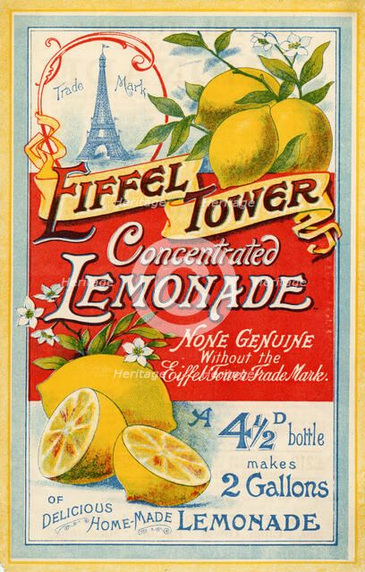 Eiffel Tower Concentrated Lemonade, 1900. Artist: Unknown