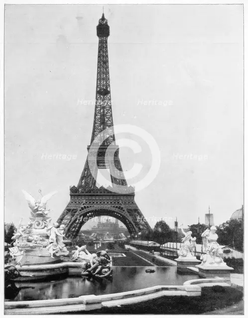 Eiffel Tower, Paris, late 19th century.Artist: John L Stoddard