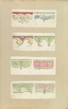Eight Designs for Decorated Cups, 1845-55. Creator: Alfred Crowquill