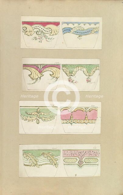 Eight Designs for Decorated Cups, 1845-55. Creator: Alfred Crowquill.
