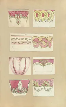 Eight Designs for Decorated Cups, 1845-55. Creator: Alfred Crowquill