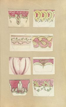 Eight Designs for Decorated Cups, 1845-55. Creator: Alfred Crowquill