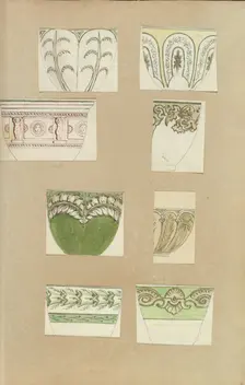 Eight Designs for Decorated Cups, 1845-55. Creator: Alfred Crowquill