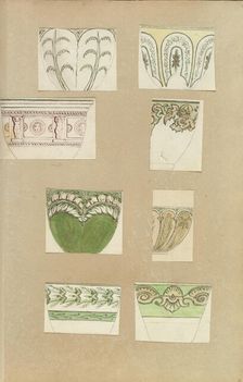 Eight Designs for Decorated Cups, 1845-55. Creator: Alfred Crowquill