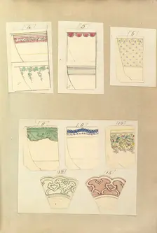 Eight Designs for Decorated Cups and Two Designs for Plate Rims, 1845-55. Creator: Alfred Crowquill