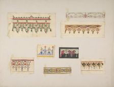 Eight designs for decorative borders, 1830-97. Creators: Jules-Edmond-Charles Lachaise, Eugène-Pierre Gourdet