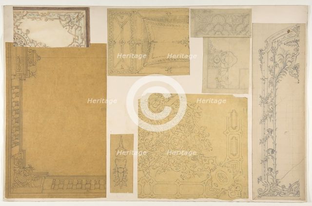 Eight designs of the ornamentation of ceilings and walls, probably for the Duc de..., 2nd half 19th  Creators: Jules-Edmond-Charles Lachaise, Eugène-Pierre Gourdet.