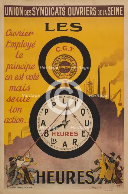Eight-hour day, 1919. Creator: Doumenq, Félix (1879-1934).