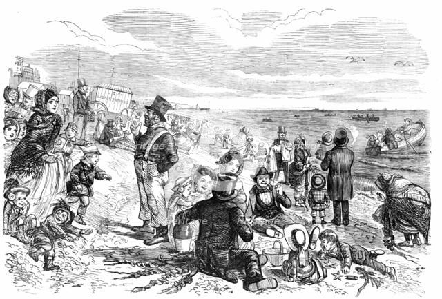 Eight Hours at the Sea-Side - drawn by John Leech, 1856.  Creator: Unknown.