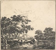 Eight landscapes. Plate 3. A river winding through a forest, 1640-51. Creator: Herman Naiwincx